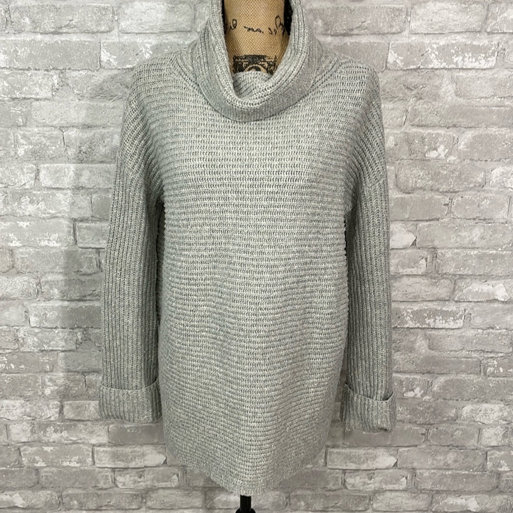 Pilcro Grey Ribbed Cowlneck Sweater
